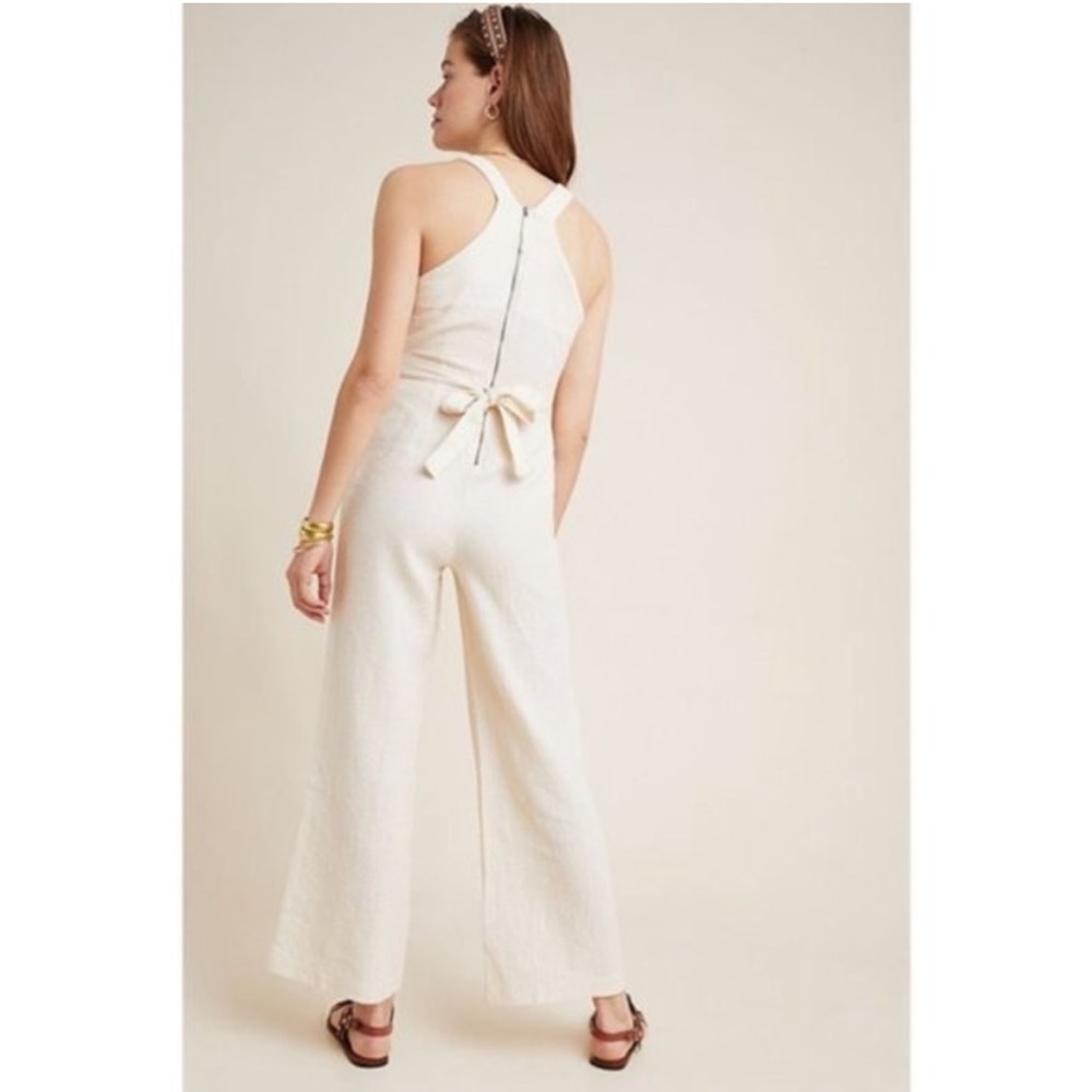 NWT Anthropologie Demi Cream Textured Jumpsuit - Picture 4 of 7